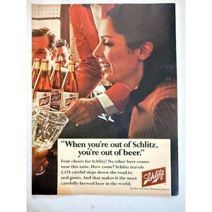 Vintage 1966 Schlitz Beer Bar Decor Advertisement Print Ad